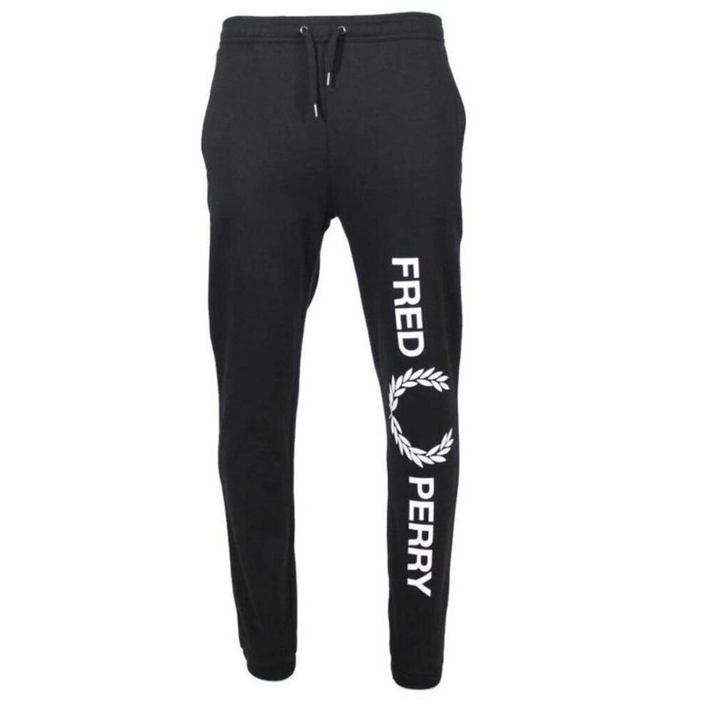 Fred Perry Mens Large Logo Sweatpants / Black